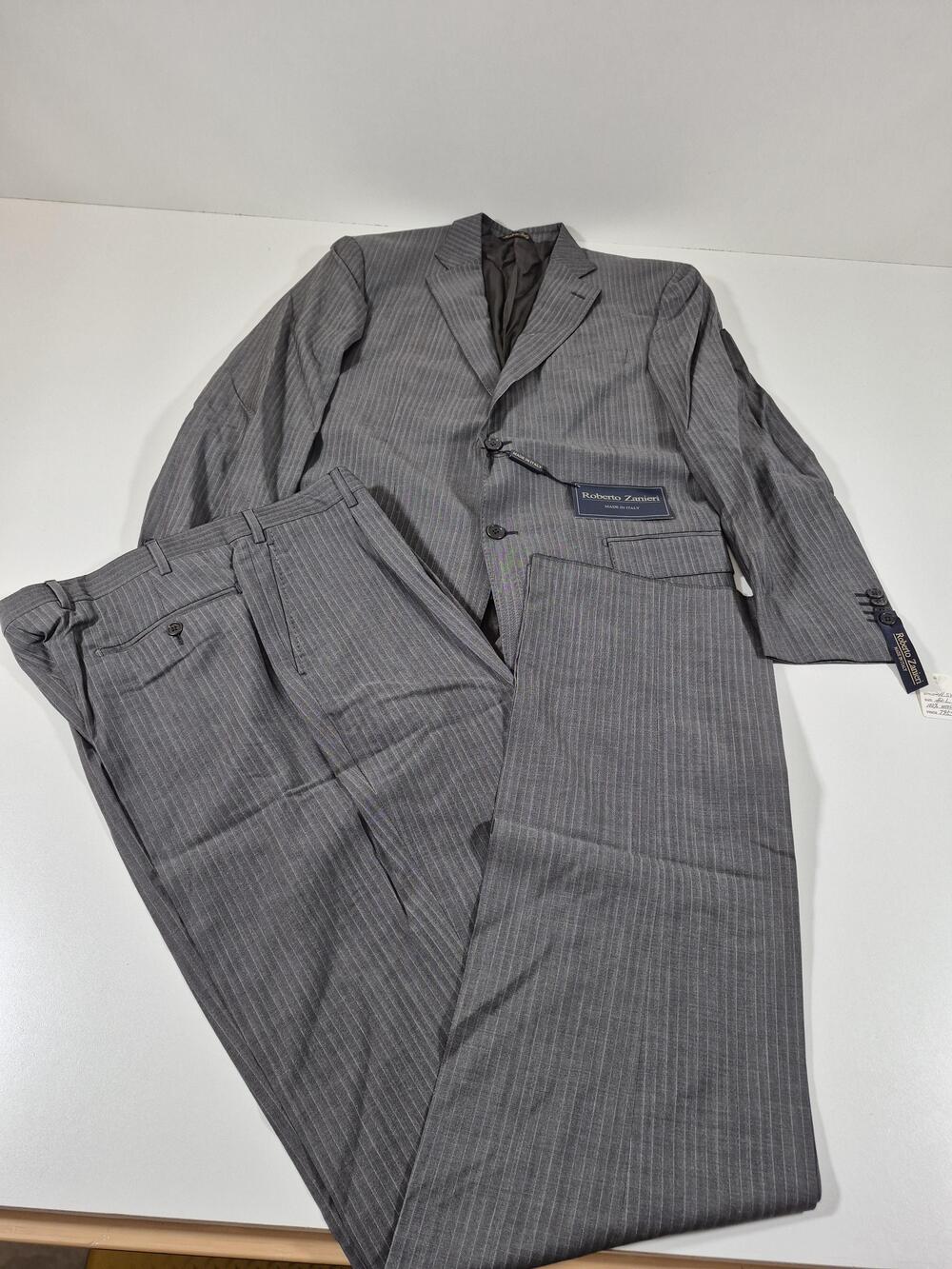 Roberto Zanieri Suit Mens 42 Long Gray Wool Pinstripe 2 Piece 36x36 Italy NWT
